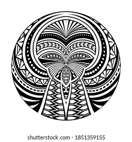 Maori circle tattoo shape, tribal tattoo design pattern polynesian mandala vector