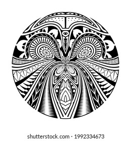 Maori circle tattoo shape, tribal tattoo design pattern polynesian mandala vector