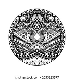 Maori circle tattoo shape, tribal tattoo design pattern polynesian mandala vector