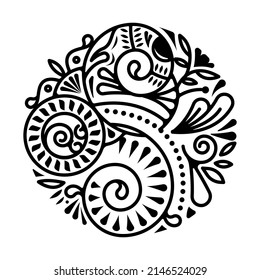 Maori circle tattoo shape, tribal tattoo design pattern polynesian mandala vector