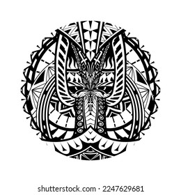 Maori circle tattoo shape, tribal tattoo design pattern polynesian mandala vector