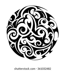 Maori ethnic circle tattoo shape