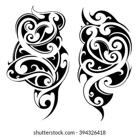 Maori Ethnic Tattoo Set Stock Vector (Royalty Free) 394326418 ...