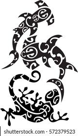 Maori geckos and sharks tattoo design. Tattoo design