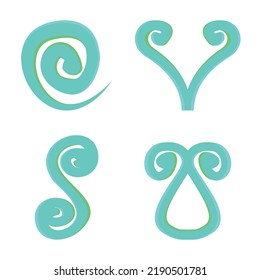 Maori Koru Curl Ornaments Design Vector Flat Modern Isolated Illustration