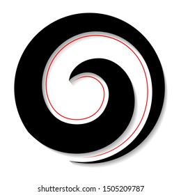 Maori Koru icon Black Red with Shadow New Zealand Kiwiana style