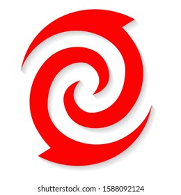 Maori Koru icon Red with Shadow New Zealand Kiwiana style