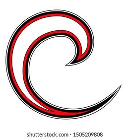 Maori Koru Spiral Logo Black Red New Zealand Kiwiana Style