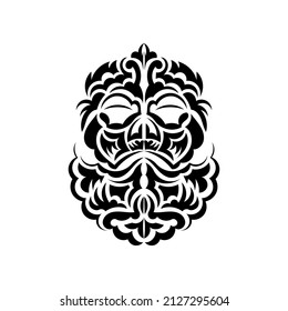 Maori mask. Frightening masks in the local ornament of Polynesia. Isolated. Flat style. Vector illustration.
