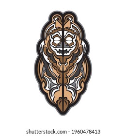 Maori mask print. Polynesian mask. Samoa and Hawaii patterns. Corporate style. Vector illustration.