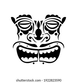 Maori mask tattoo. Polynesian style face. Hawaiian tribal pattern, Isolated. Vector illustration.