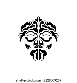 Maori mask. Traditional decor pattern from Polynesia and Hawaii. Isolated. Ready tattoo template. Vector illustration.