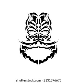 Maori mask. Traditional decor pattern from Polynesia and Hawaii. Isolated. Flat style. Vector illustration.