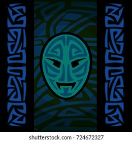 maori mask with tribal pattern