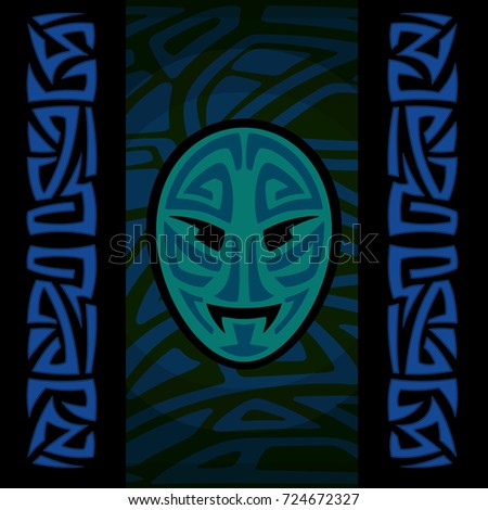 maori mask with tribal pattern