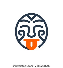 Maori Mask Vector Icon Illustration