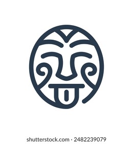 Maori Mask Vector Icon Illustration