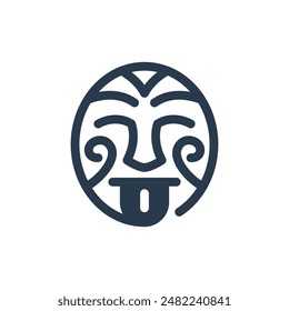 Maori Mask Vector Icon Illustration