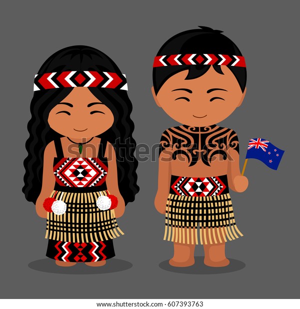 Maori New Zealanders National Dress Flag Stock Vector (Royalty Free ...