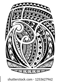 Maori ornament sleeve tattoo including ancient  indigenous polynesian style