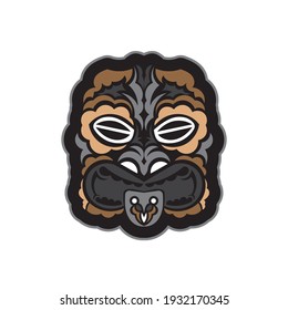 Maori pattern face. Samoan style mask. Polynesian print for T-shirts, cups, phone cases and more. Exclusive corporate identity. Vector 
