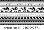 Maori Polynesian indigenous Pattern Background Wallpaper Banner Vertical Textile Vector Waves Weaving Hills Kiwi
