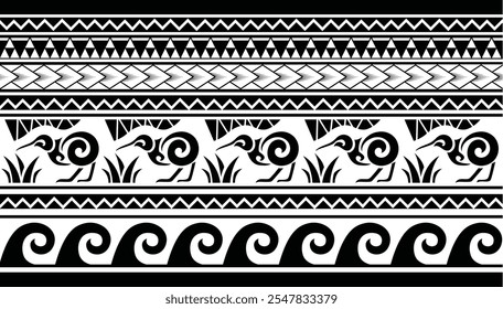 Maori Polynesian indigenous Pattern Background Wallpaper Banner Vertical Textile Vector Kiwi