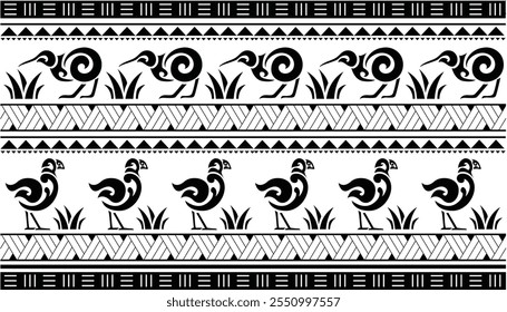 Maori Polynesisch indigenen Muster Hintergrund Tapete Banner Vertikal Textil Vektor Weaving Kiwi Takahe