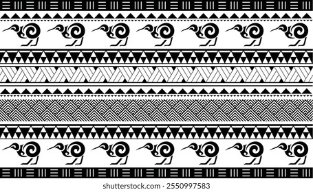 Maori Polynesian indigenous Pattern Background Wallpaper Banner Vertical Textile Vector Waves Weaving Kiwi