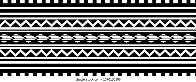 Maori polynesian pattern border tattoo sleeve vector, samoan sketch forearm and foot design, maori stencil bracelet armband tattoo tribal, lace band fabric template seamless ornament