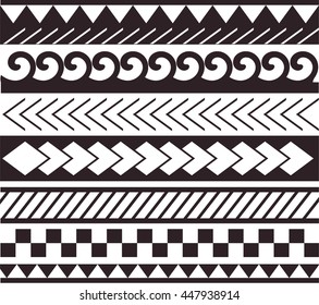 Maori / Polynesian Style bracelet tattoo black and white