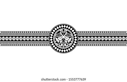 Maori polynesian tattoo border tribal sleeve pattern vector. Samoan bracelet tattoo design fore arm or foot. Armband tattoo tribal.