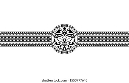 Maori polynesian tattoo border tribal sleeve pattern vector. Samoan bracelet tattoo design fore arm or foot. Armband tattoo tribal.