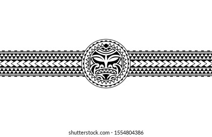 Maori polynesian tattoo border tribal sleeve pattern vector. Samoan bracelet tattoo design fore arm or foot. Armband tattoo tribal.