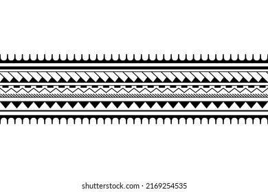 Maori polynesian tattoo bracel. Tribal sleeve seamless pattern vector. Samoan border tattoo design fore arm or foot. Armband tattoo tribal. Fabric seamless ornament isolated on white background