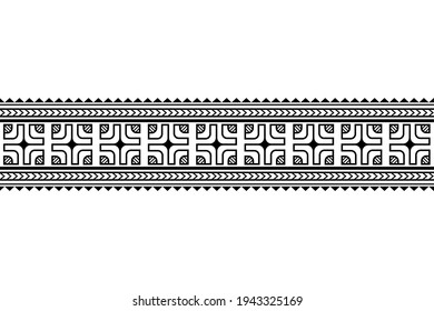 Maori polynesisches Tätowierarmband. Tribal Ärmel nahtlose Muster Vektor. Samoanische Grenze Tattoo Design vor Arm oder Fuß. Armbanduhr-Tätowierung Bandgewebe nahtlose Ornamente einzeln auf weißem Hintergrund