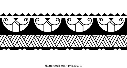 Maori polynesian tattoo bracelet. Tribal sleeve seamless pattern vector. Samoan border tattoo design fore arm or foot. Armband tattoo tribal. band fabric seamless ornament isolated on white background