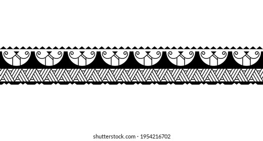 Maori polynesian tattoo bracelet. Tribal sleeve seamless pattern vector. Samoan border tattoo design fore arm or foot. Armband tattoo tribal. band fabric seamless ornament isolated on white background