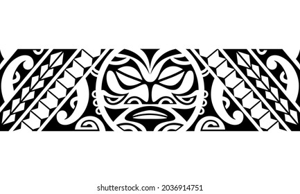 Maori polynesian tattoo bracelet. Tribal sleeve seamless pattern vector. Samoan border tattoo design fore arm or foot. Armband tattoo tribal. band fabric seamless ornament isolated on white background