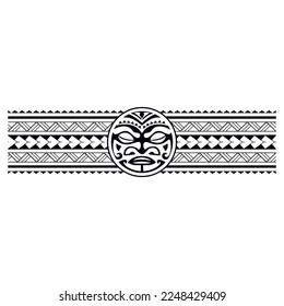 Maori Polynesian tattoo bracelet. Tribal sleeve seamless pattern vector.	