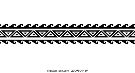 Maori polynesian tattoo bracelet. Tribal sleeve seamless pattern vector. Samoan border tattoo design fore arm or foot. Armband tattoo tribal. band fabric seamless ornament isolated on white background