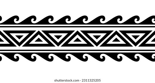 Maori polynesian tattoo bracelet. Tribal sleeve seamless pattern vector. Samoan border tattoo design fore arm or foot. Armband tattoo tribal. band fabric seamless ornament isolated on white background