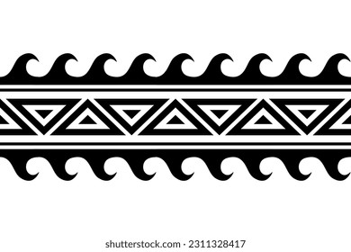 Maori polynesian tattoo bracelet. Tribal sleeve seamless pattern vector. Samoan border tattoo design fore arm or foot. Armband tattoo tribal. band fabric seamless ornament isolated on white background