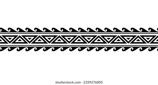 Maori polynesian tattoo bracelet. Tribal sleeve seamless pattern vector. Samoan border tattoo design fore arm or foot. Armband tattoo tribal. band fabric seamless ornament isolated on white background