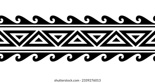 Maori polynesian tattoo bracelet. Tribal sleeve seamless pattern vector. Samoan border tattoo design fore arm or foot. Armband tattoo tribal. band fabric seamless ornament isolated on white background