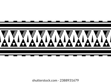 Maori polynesian tattoo bracelet. Tribal sleeve seamless pattern vector. Samoan border tattoo design fore arm or foot. Armband tattoo tribal. band fabric seamless ornament isolated on white background