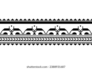 Maori polynesian tattoo bracelet. Tribal sleeve seamless pattern vector. Samoan border tattoo design fore arm or foot. Armband tattoo tribal. band fabric seamless ornament isolated on white background