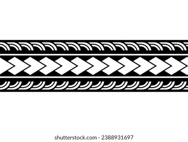 Maori polynesian tattoo bracelet. Tribal sleeve seamless pattern vector. Samoan border tattoo design fore arm or foot. Armband tattoo tribal. band fabric seamless ornament isolated on white background