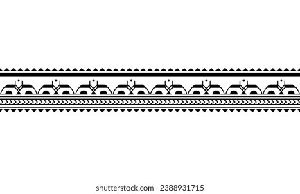 Maori polynesian tattoo bracelet. Tribal sleeve seamless pattern vector. Samoan border tattoo design fore arm or foot. Armband tattoo tribal. band fabric seamless ornament isolated on white background