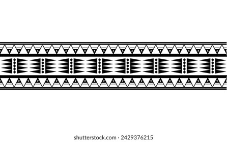 Pulsera de tatuaje polinesio maorí. Vector de patrón sin costura de manga tribal. Diseño de tatuaje de frontera samoana para el brazo o el pie. Tatuaje de brazalete tribal.